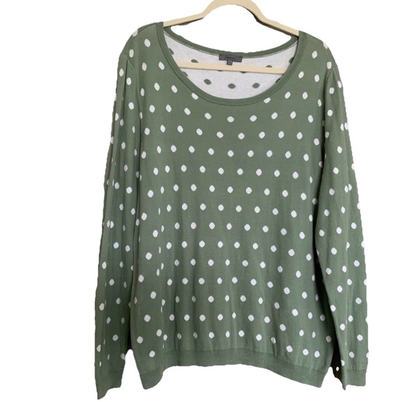 Women’s Montego Pullover Polka Dots Green/white 100% Cotton Sweater Size XXL - Picture 1 of 11